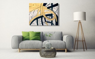 Obraz abstrakcyjny 80x100 cm Yellow Swirls