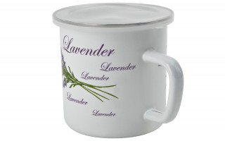Kubek emaliowany z pokrywką 1L Lawenda