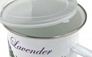 Kubek emaliowany z pokrywką 1L Lawenda