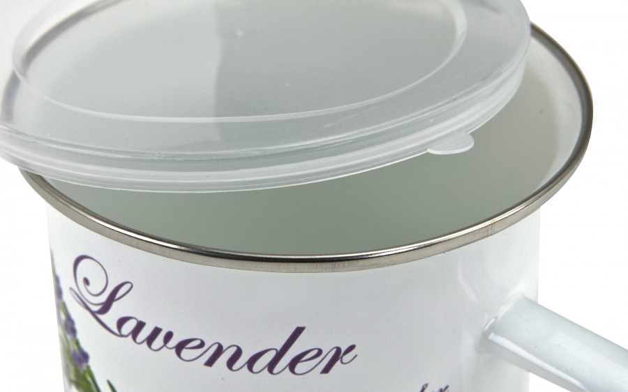 Kubek emaliowany z pokrywką 1L Lawenda