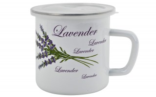 Kubek emaliowany z pokrywką 1L Lawenda