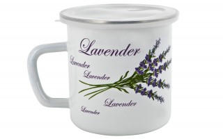 Kubek emaliowany z pokrywką 1L Lawenda