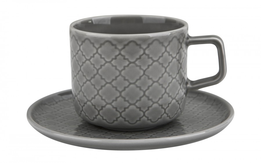 Filiżanka ze spodkiem 250 ml Marrakesz szary K1