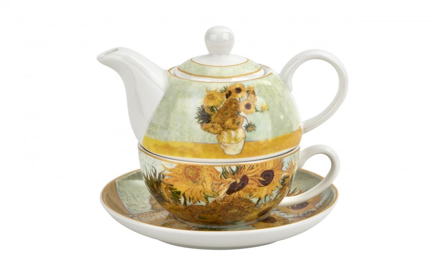 Filiżanka z dzbankiem i zaparzaczem Tea for One Sunflowers