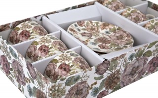 Komplet 6 filiżanek ze spodkiem Pastel flowers 250 ml