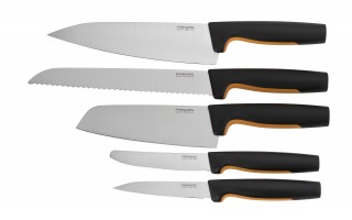Komplet noży kuchennych czarno-pomarańczowych