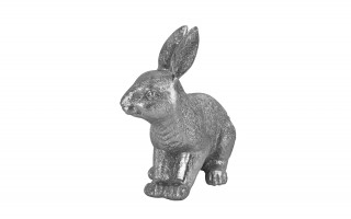 Figurka dekoracyjna Zając 18 cm patrzący na bok srebrny