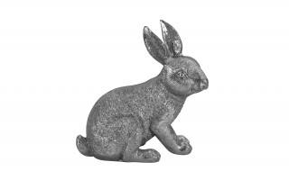 Figurka dekoracyjna Zając 18 cm patrzący na bok srebrny