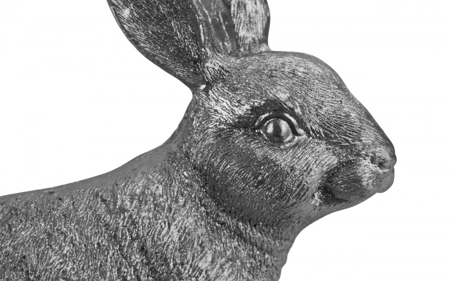 Figurka dekoracyjna Zając 18 cm patrzący na bok srebrny