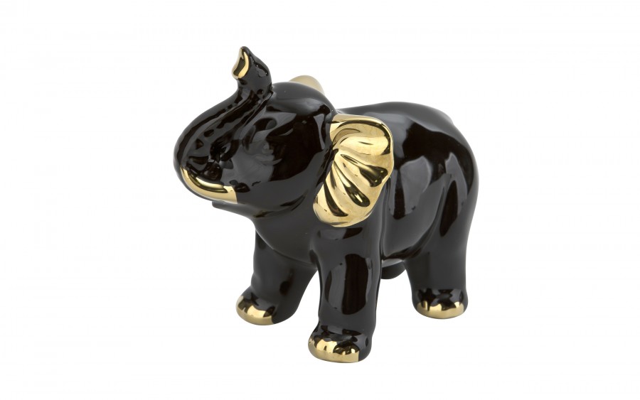 Figurka Słoń czarno- złoty (mały)