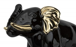 Figurka Słoń czarno- złoty (duży)