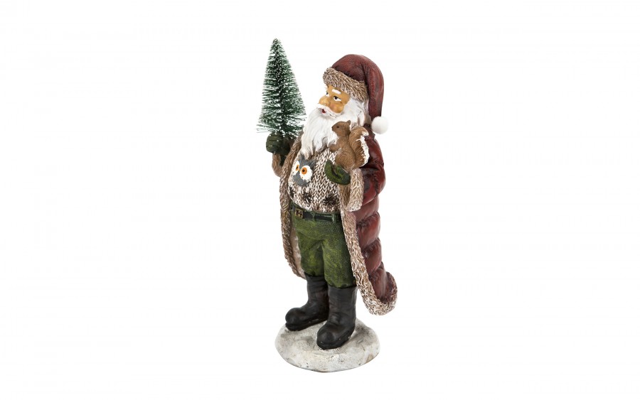 Figurka ozdobna Mikołaj z wiewiórką i choinką