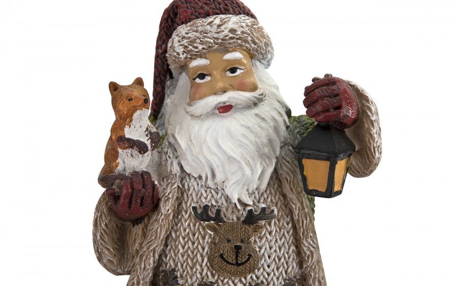 Figurka ozdobna Mikołaj z liskiem i lampionem