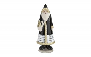 Figurka ozdobna Mikołaj stojący czarno-złoty 30cm