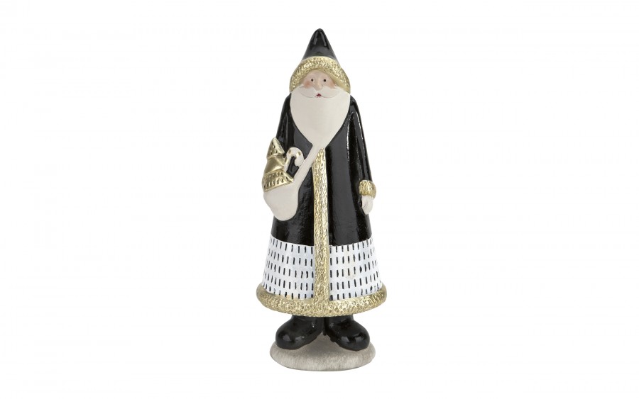 Figurka ozdobna Mikołaj stojący czarno-złoty 30cm