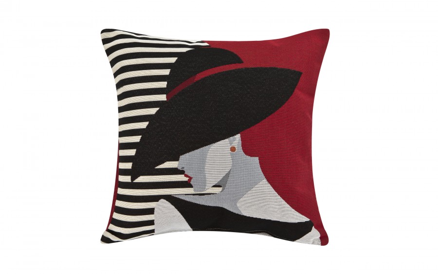 Poszewka dekoracyjna 45x45 cm Czarny kapelusz Gobelinowa Premium