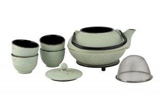 Żeliwny zestaw do parzenia herbaty w stylu Japanese miętowy