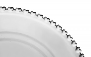 Talerz płytki szklany 27,5 cm z obrzeżem w serduszka
