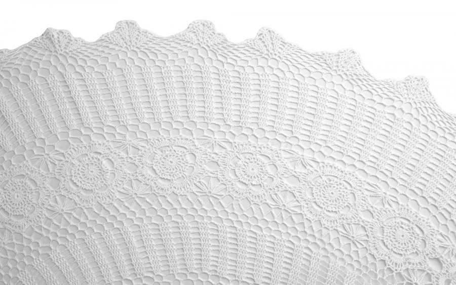 Obrus koronkowy okrągły 170 cm biały – wzór ażurowy