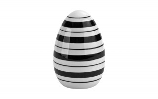 Ozdoba ceramiczna jajko w paski czarno-białe