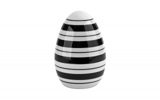 Ozdoba ceramiczna duże jajko w paski czarno-białe