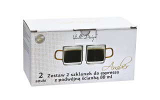 Komplet 2 szklanek termicznych do espresso z podwójną ścianką 80 ml Amber