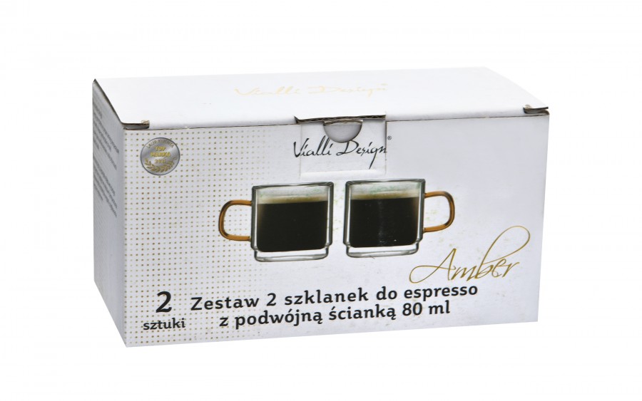 Komplet 2 szklanek termicznych do espresso z podwójną ścianką 80 ml Amber