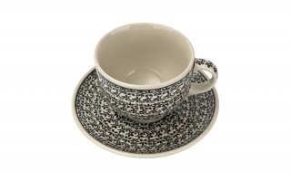 Filiżanka ceramiczna 500 ml + spodek Bolesławiec Dekor 941