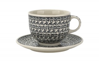 Filiżanka ceramiczna 500 ml + spodek Bolesławiec Dekor 941