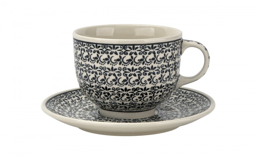 Filiżanka ceramiczna 500 ml + spodek Bolesławiec Dekor 941