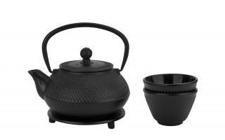Żeliwny zestaw 4 el. do parzenia herbaty w stylu Japanese czarny MPL 722045
