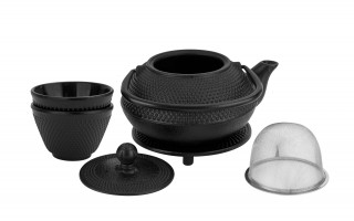 Żeliwny zestaw 4 el. do parzenia herbaty w stylu Japanese czarny MPL 722045