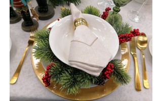 Talerz dekoracyjny plastikowy 33 cm Gold 125269