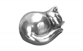Ozdoba ceramiczna KOT srebrny śpiący H11 cm
