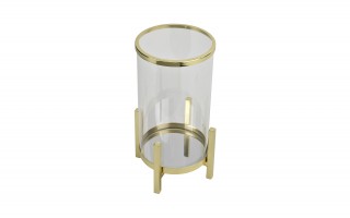 Świecznik szklany H26 cm złota podstawa Art-Pol