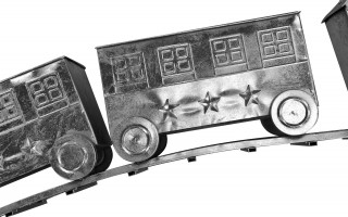 Duża Ozdoba metalowa Pociąg z wagonami