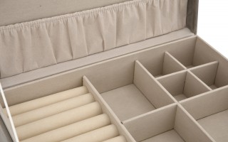 Szkatułka na biżuterię z kieszonką 27,5x19x5x7x5cm jasny brąz