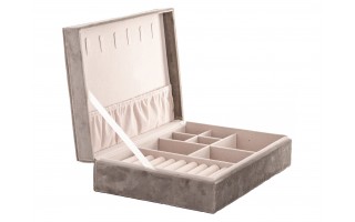 Szkatułka na biżuterię z kieszonką 27,5x19x5x7x5cm jasny brąz