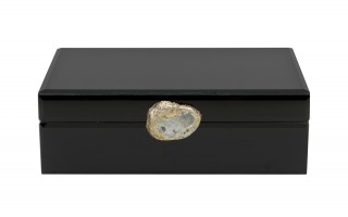 Szkatułka na biżuterię naturalny Agat 24,5x17,5x8 cm czarna