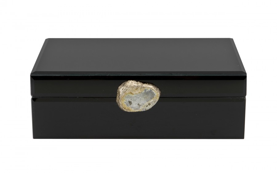 Szkatułka na biżuterię naturalny Agat 24,5x17,5x8 cm czarna