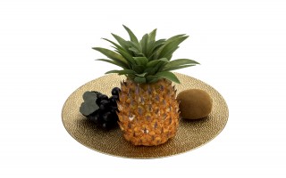 Talerz dekoracyjny plastikowy 33 cm złoty 147295