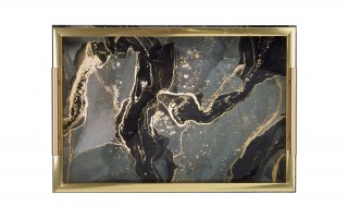 Taca dekoracyjna Tulum 43 x 30 x 5cm czarno-złota