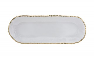 Patera szklana złoty rant 43 x 15,5 x 2,5cm