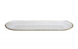 Patera szklana złoty rant 43 x 15,5 x 2,5cm
