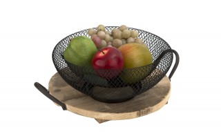 Koszyk na owoce 25 cm czarny metalowy