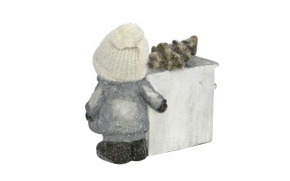 Figurka świąteczna Kominek Chłopiec świecący LED H35 cm