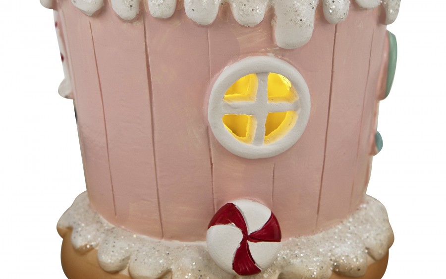 Figurka świąteczna LED Różowy Domek