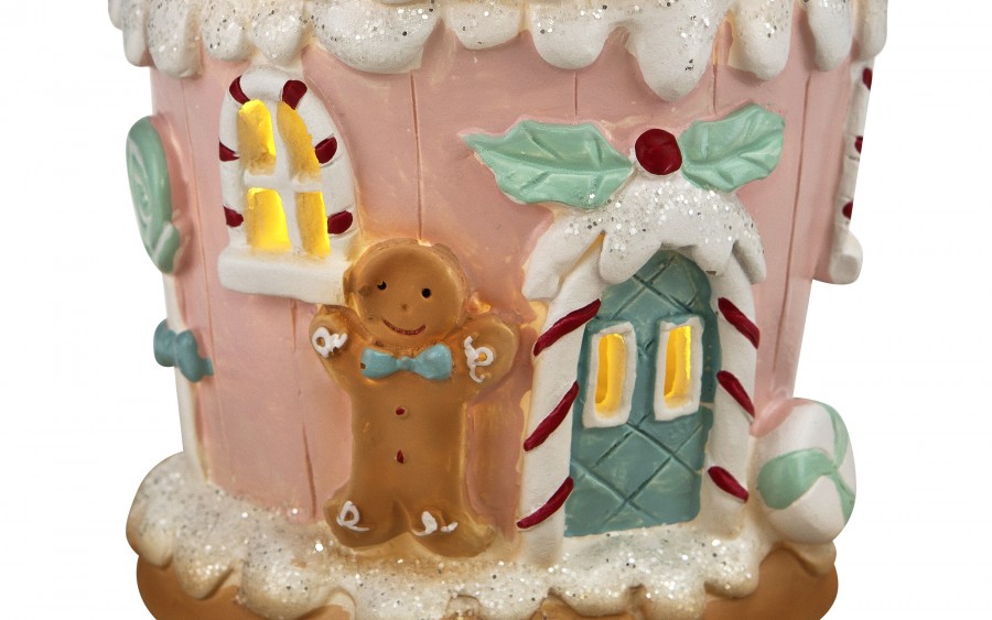 Figurka świąteczna LED Różowy Domek