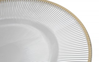 Talerz dekoracyjny plastikowy 33 cm złoty pasek