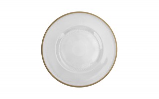 Talerz dekoracyjny plastikowy 33 cm złoty pasek